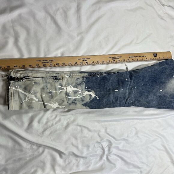 KDNK Men's Jeans Skinny Fit Paint Bleached Destroyed Zip Ankle 30"/31" Stretch - Picture 7 of 11